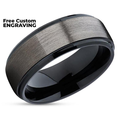 Gunmetal Wedding Band - Black Tungsten Ring - Wedding Ring - Black Wedding Ring