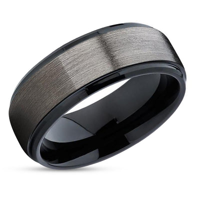 Gunmetal Wedding Band - Black Tungsten Ring - Wedding Ring - Black Wedding Ring