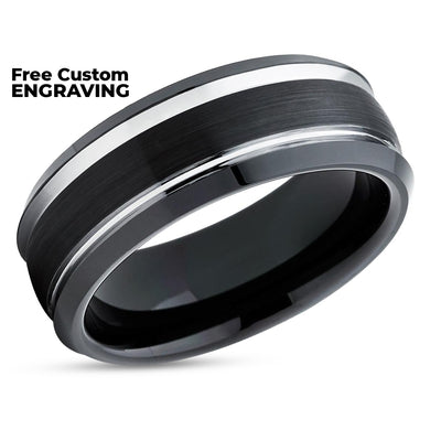8mm - Black Tungsten Ring - Black Tungsten Band - Tungsten Wedding Band