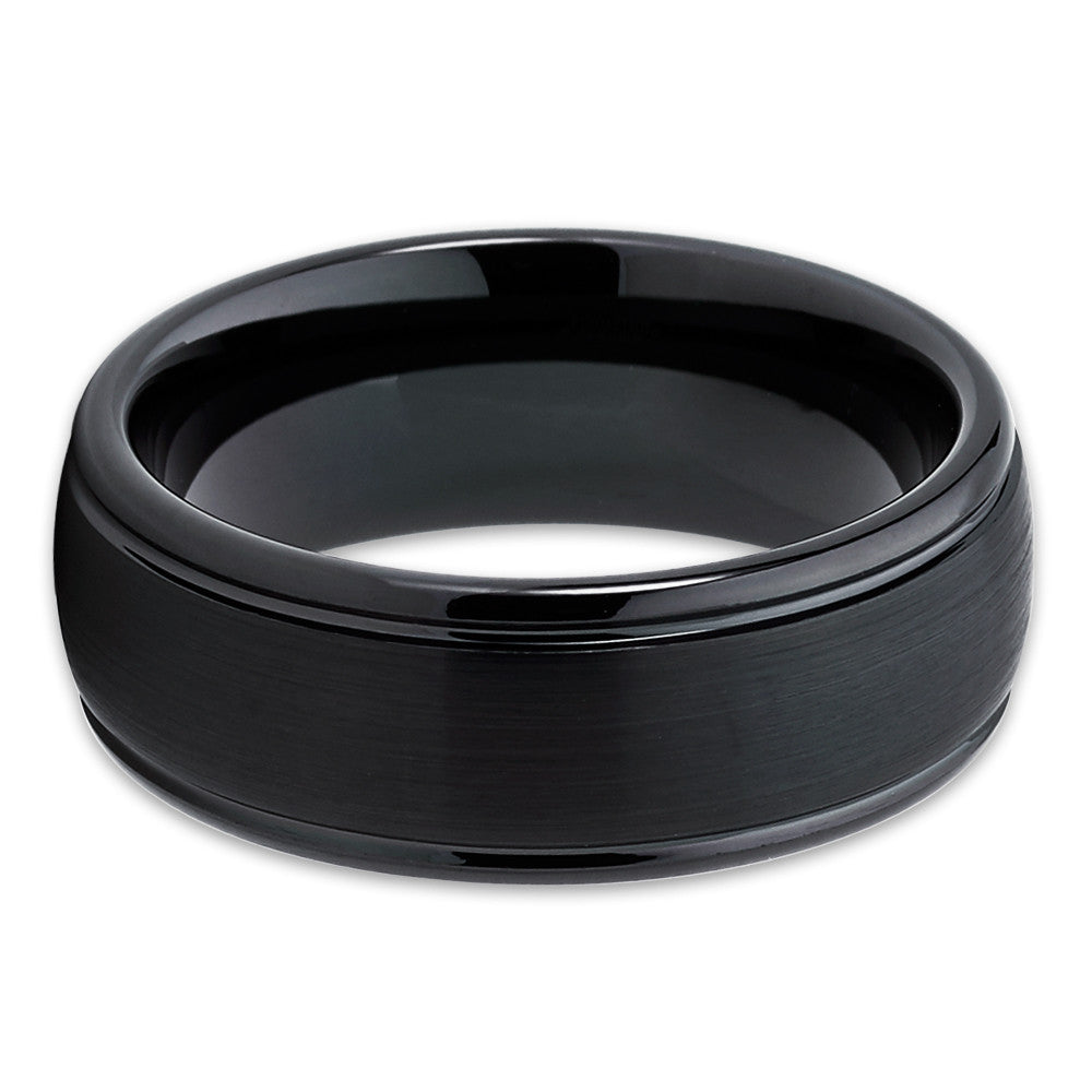 8mm - Black Tungsten Ring - Black Ring - Tungsten Wedding Band - Dome - Clean Casting Jewelry
