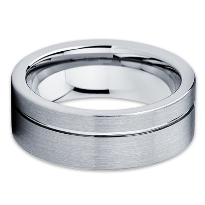 Silver Tungsten Wedding Band - Men's Tungsten Ring - Tungsten Carbide - Clean Casting Jewelry