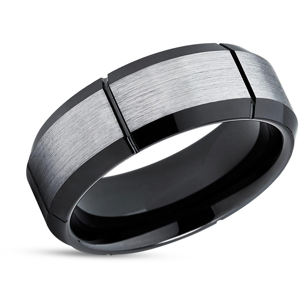 Black Tungsten Wedding Ring - Black Wedding Ring - 8mm Wedding Ring - Ring