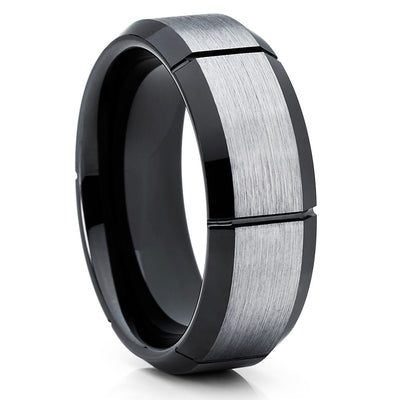 Black Tungsten Band - Black Tungsten Ring - Black Wedding Band - 8mm - Clean Casting Jewelry