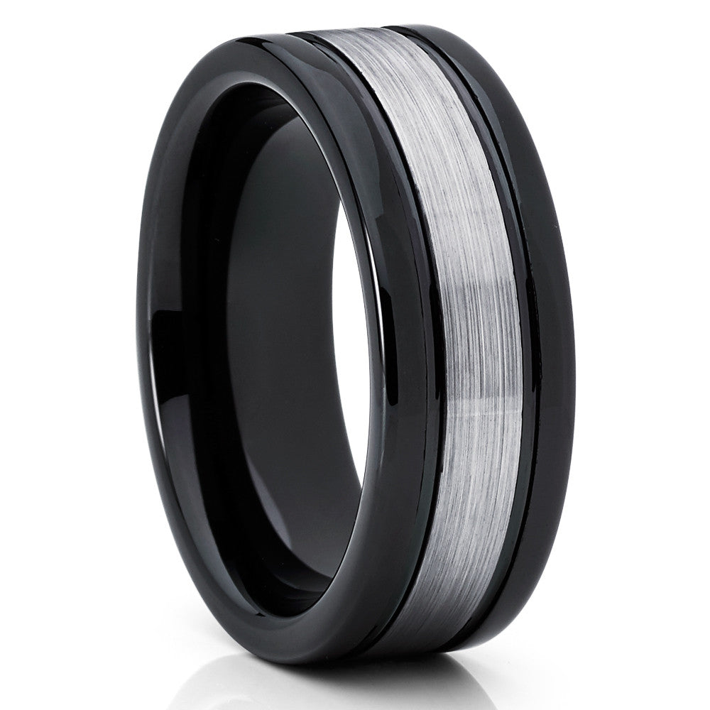 Brush Tungsten Wedding Band - Black Tungsten Ring - Men's Wedding Band - Clean Casting Jewelry