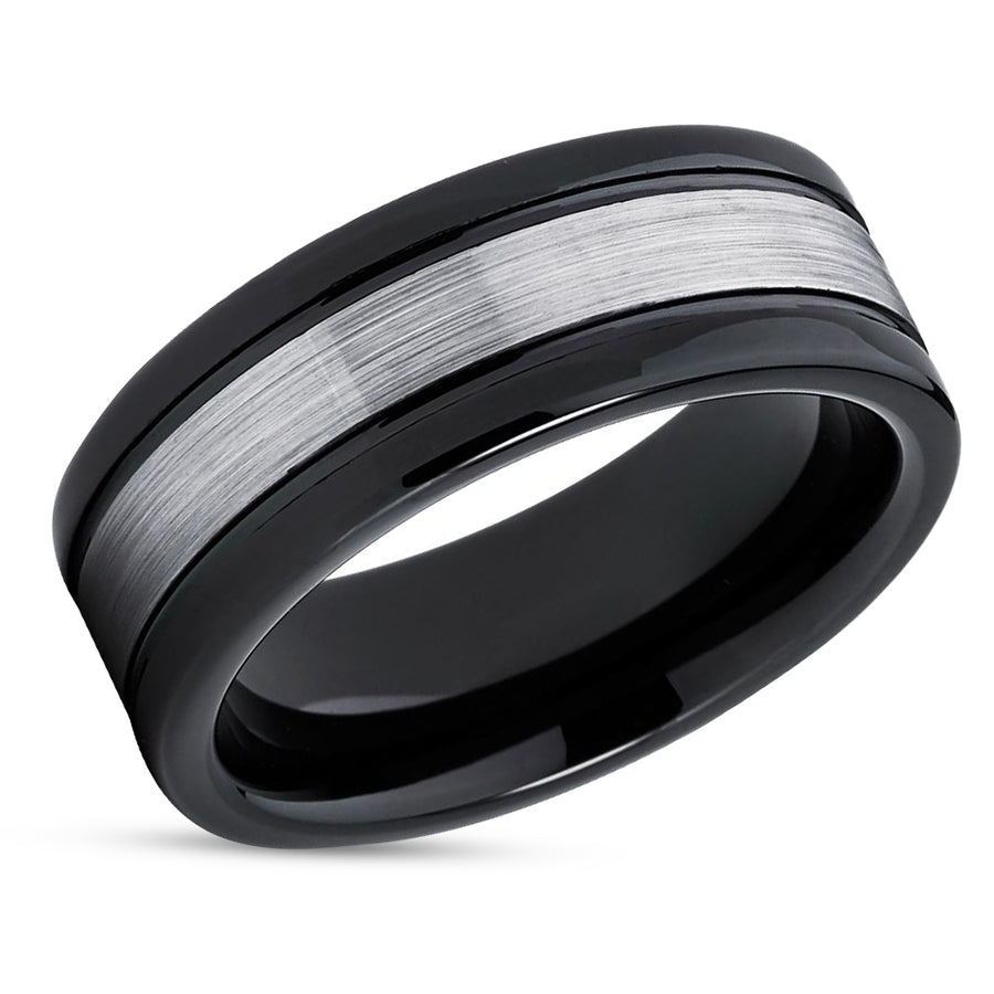 BlacK Wedding Band - Black Tungsten Ring - Tungsten Wedding Ring - 8MM Ring