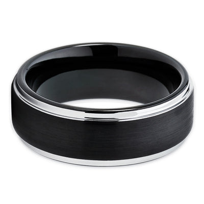 8mm - Black Tungsten Ring - Men's Wedding Band - Handmade - Black Ring - Clean Casting Jewelry