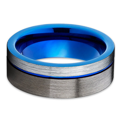 Gray Tungsten Wedding Band - Blue Tungsten Ring - Gunmetal Tungsten - Clean Casting Jewelry