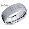 8mm Wedding Ring - Tungsten Wedding Band - Silver Tungsten Ring - Tungsten Carbide