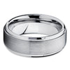 Silver Tungsten Ring - Men's Tungsten Band - Gray Tungsten Band - Brush - Clean Casting Jewelry