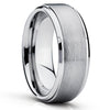 Silver Tungsten Ring - Men's Tungsten Band - Gray Tungsten Band - Brush - Clean Casting Jewelry