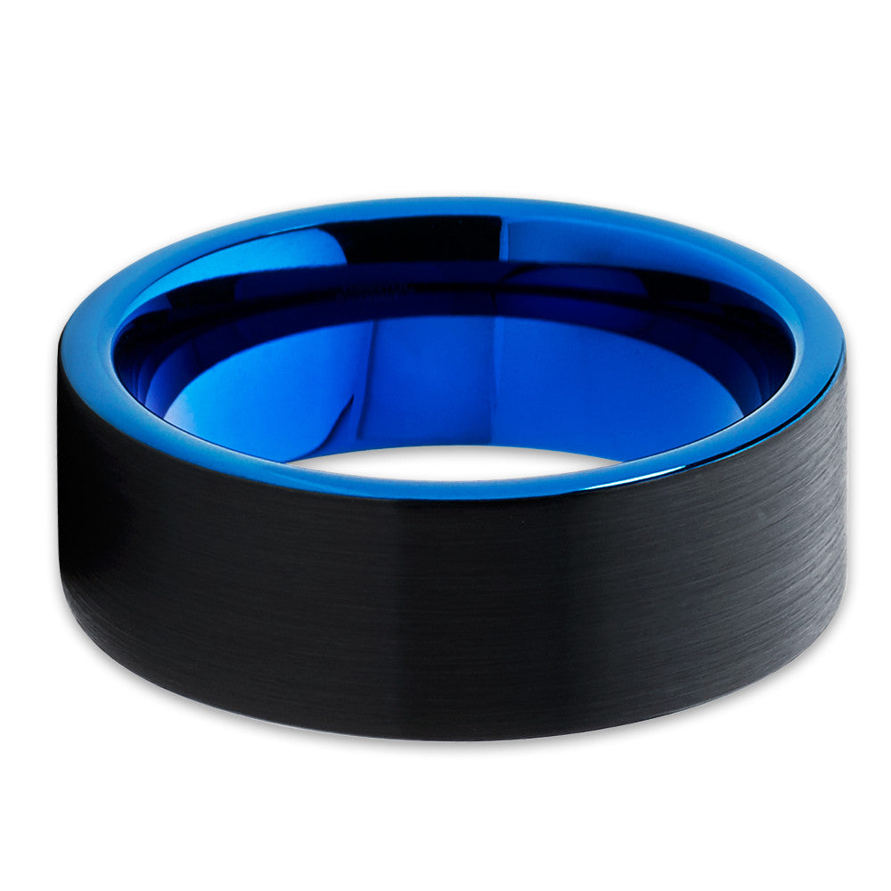 Black Tungsten Wedding Band - Blue Tungsten Ring - Tungsten Wedding Band - Clean Casting Jewelry