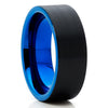 Black Tungsten Wedding Band - Blue Tungsten Ring - Tungsten Wedding Band - Clean Casting Jewelry