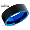 Black Tungsten Wedding Band - Blue Tungsten Ring - Tungsten Wedding Band