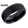 Black Tungsten Wedding Ring - Black Wedding Band - Tungsten Wedding Ring - Black Ring
