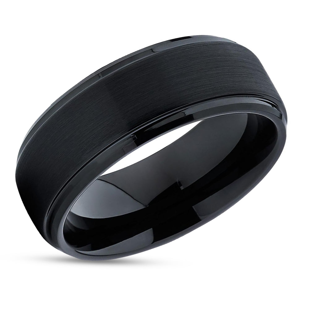 Zirconium Men's Wedding Ring With Hardwood Inlay #105889 - Seattle Bellevue  | Joseph Jewelry