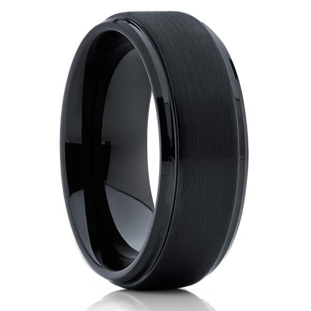 Black Wedding Ring - Black Tungsten Ring - Tungsten Wedding Band - Black Ring