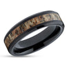 Black Tungsten Ring - Antler Wedding Ring - Deer Antler Ring - Tungsten Carbide Ring