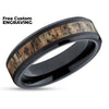 Black Tungsten Ring - Antler Wedding Ring - Deer Antler Ring - Tungsten Carbide Ring