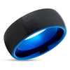 Blue Tungsten Ring - Black Wedding Band - Blue Wedding Ring - Tungsten Ring