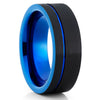 Blue Tungsten Ring - Black Tungsten - Tungsten Wedding Band - Black Ring - Clean Casting Jewelry