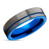 Blue Wedding Ring - Gunmetal Wedding Ring - Blue Tungsten Ring - Men & Women