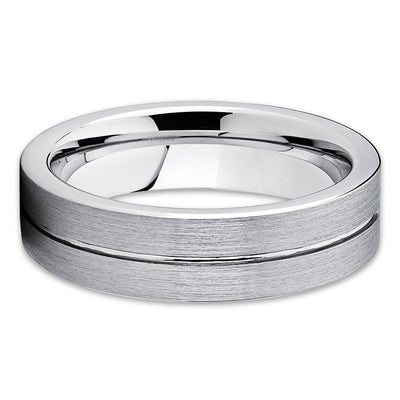 6mm - Tungsten Wedding Band - Silver Brushed - Gray Tungsten Ring - Brush - Clean Casting Jewelry