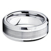 Tungsten Wedding Band - Silver Tungsten Ring - Brush Tungsten Ring - 8mm - Clean Casting Jewelry