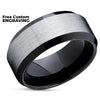 Black Tungsten Ring - Black Wedding Ring - Silver Wedding Ring - Black Tungsten Ring