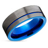Gunmetal Wedding Band - Blue Tungsten Ring - Tungsten Wedding Ring - Blue Band