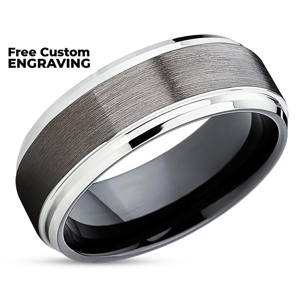Gunmetal Wedding Ring - Black Tungsten Wedding Ring - Tungsten Wedding Ring