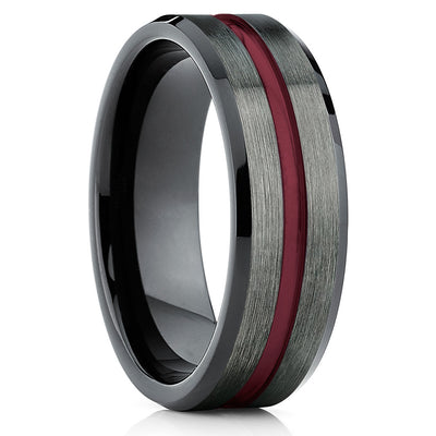 Maroon Wedding Ring Black Tungsten Ring Maroon Wedding Band Blac Lucky Love Rings