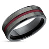 Maroon Wedding Ring - Black Tungsten Ring - Maroon Wedding Band - Black Ring