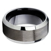 Black Tungsten Wedding Band - Gunmetal - Gray Tungsten Ring - Beveled - Clean Casting Jewelry