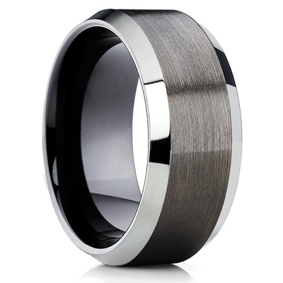 Black Tungsten Wedding Band - Gunmetal - Gray Tungsten Ring - Beveled - Clean Casting Jewelry