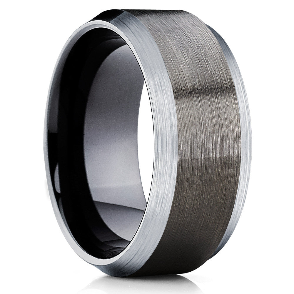 Unique Gunmetal Tungsten Wedding Band - Black Tungsten Ring - Men's Band - Clean Casting Jewelry