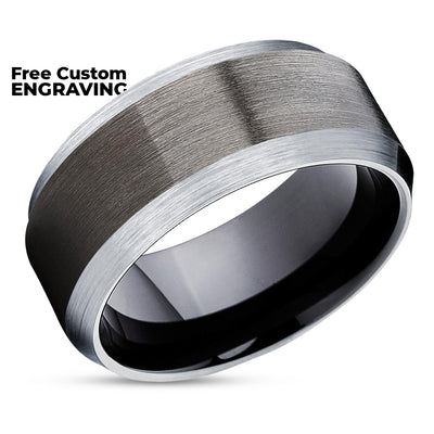 Unique Gunmetal Tungsten Wedding Band - Black Tungsten Ring - Men's Band