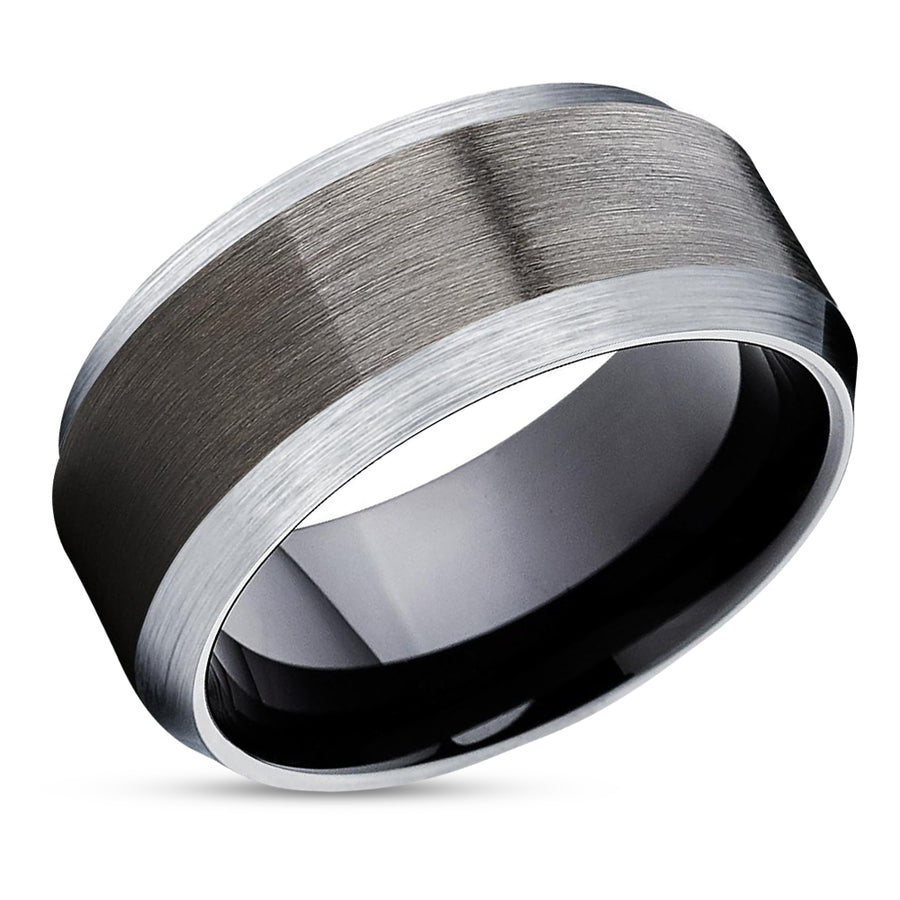 Unique Gunmetal Tungsten Wedding Band - Black Tungsten Ring - Men's Band
