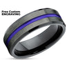 Purple Tungsten Wedding Band - Purple Ring - Gunmetal Tungsten Ring - Black Ring