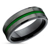 Green Tungsten Wedding Band - Gunmetal - Tungsten Wedding Band - Men's - Green Ring