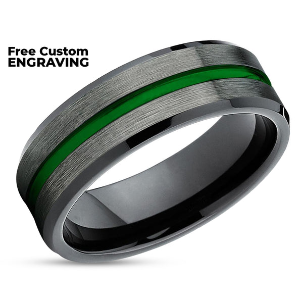 Mens black and green wedding band sales