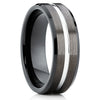 8mm - Black Tungsten Band - Gunmetal Ring - Black Tungsten Ring - Brush - Clean Casting Jewelry