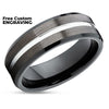 Gunmetal Tungsten Ring - Black Tungsten ring - Tungsten Wedding Ring - Black Ring