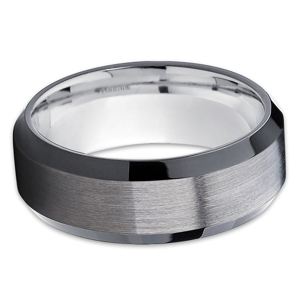 Black Tungsten Wedding Band - Gunmetal Ring - Gray Tungsten Ring - Gray - Clean Casting Jewelry