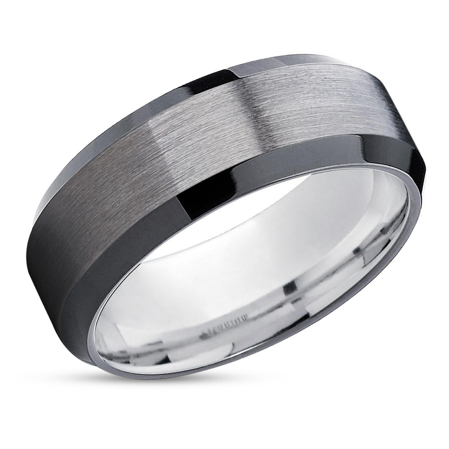 Black Tungsten Wedding Band - Gunmetal Ring - Gunmetal Wedding Ring - Gunmetal Band