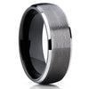 Gunmetal Tungsten Wedding Band - Dome Ring - Gunmetal Tungsten Ring Brushed - Clean Casting Jewelry