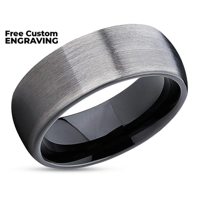 Black Tungsten Wedding Band - Gunmetal Tungsten Ring - Gunmetal Ring - Black Ring
