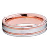 6mm - Rose Gold Tungsten Ring - Double Groove - Silver Tungsten Ring - Clean Casting Jewelry