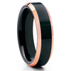 Black Tungsten Wedding Band - Rose Gold Tungsten Ring - Shiny Tungsten - Clean Casting Jewelry