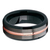 Black Tungsten Wedding Band - Rose Gold Tungsten Ring - Gunmetal Color - Clean Casting Jewelry