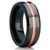 Black Tungsten Wedding Band - Rose Gold Tungsten Ring - Gunmetal Color - Clean Casting Jewelry